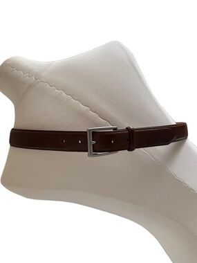 Chaps Men's Brown Leather Belt Silver Buckle Size 38 Classic Office Everyday